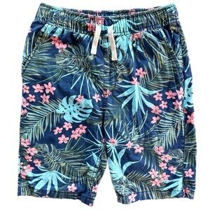 Children’s Place Boys Navy Blue Tropical  Print Cotton Shorts Size 16